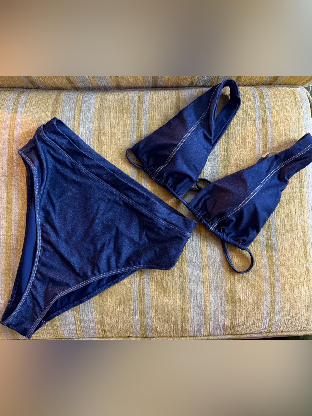 Monday Swimwear Navy Blue Triangle Bikini Set
